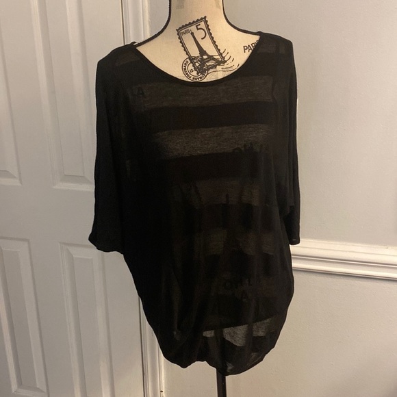 MM Couture by Miss Me Women’s Black Sheer Blouse Top Shirt Long Sleeve - Picture 1 of 6